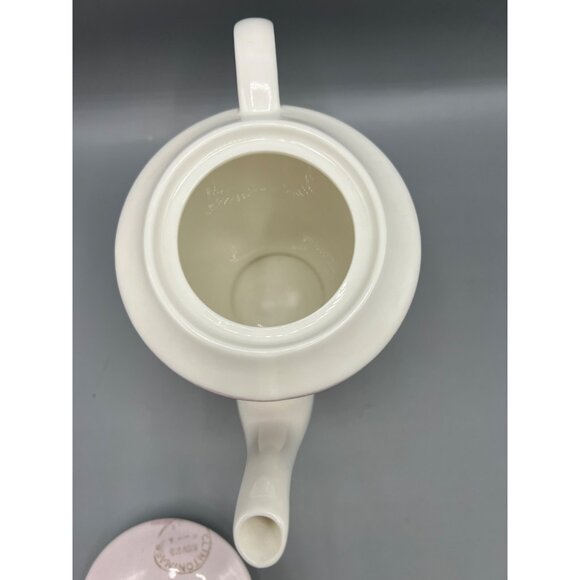 Gracie China Stechcol 4-Cup Teapot In Pink & White With Rose & Travel Design - Picture 3 of 13